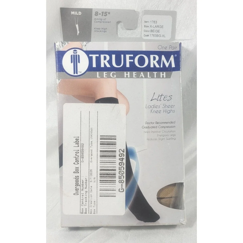 Truform Beige Compression Knee High Stocking Mild 8-15mmHg #1763 - Size XL